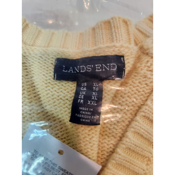NWT Lands' End 100% Cotton Sweater XL Yellow Knit Pullover Crew Neck Classic Fit - Picture 6 of 6